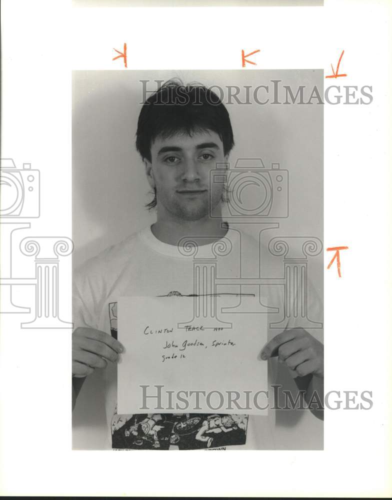 1990 Press Photo John Goodson, Clinton High School Track Sprinter - sya17733- Historic Images