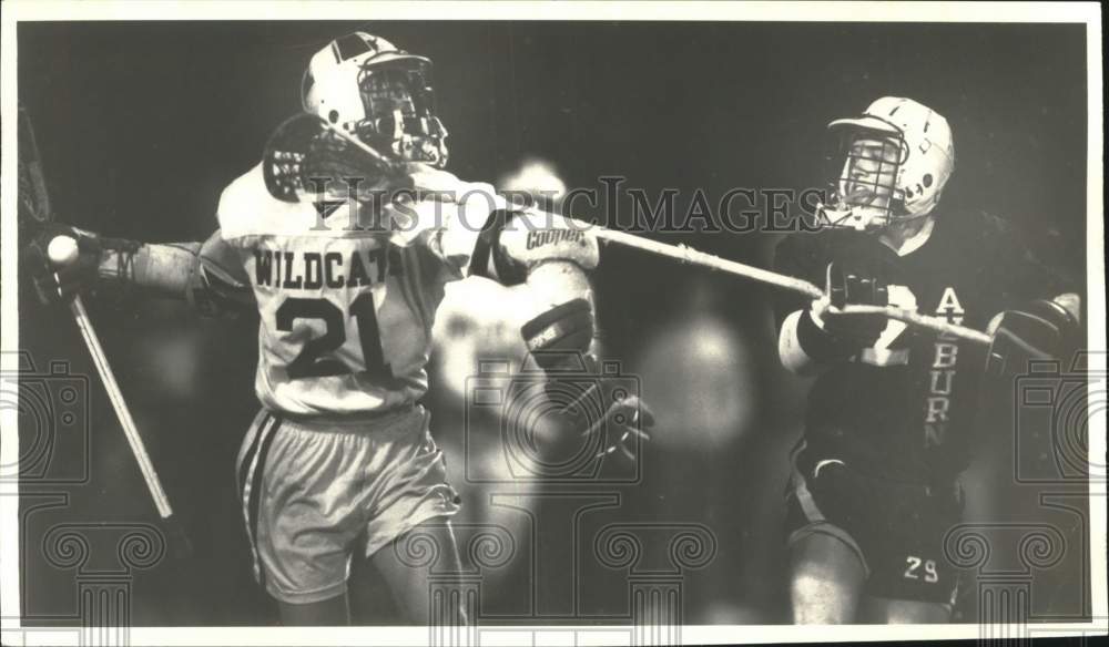 1988 Press Photo Eric Seremet, West Genesee High School Lacrosse Player at Game- Historic Images