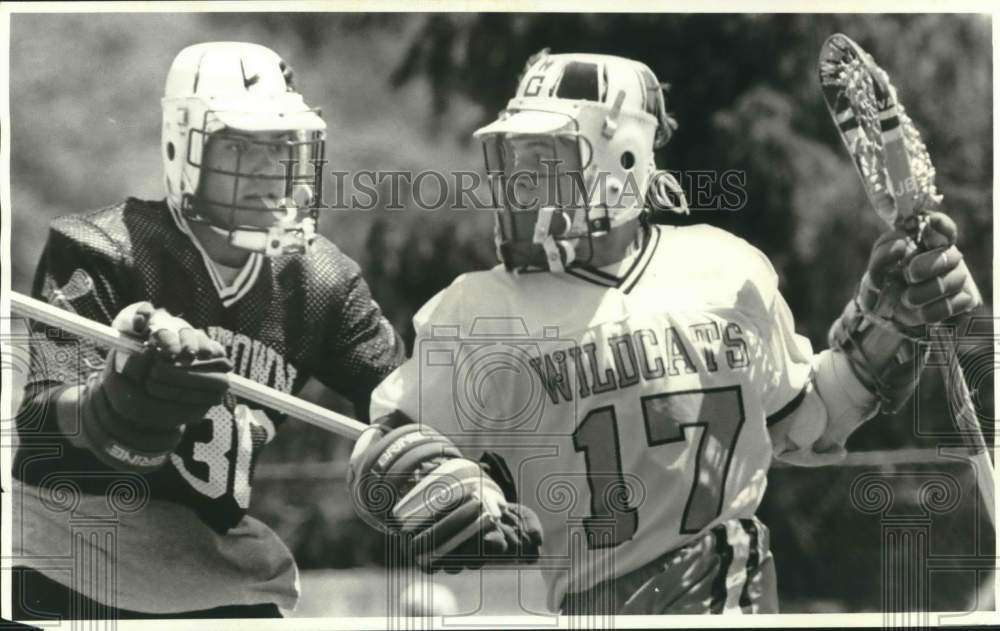 1987 Press Photo Jim Blanding, West Genesee Wildcats Lacrosse Player at Game- Historic Images