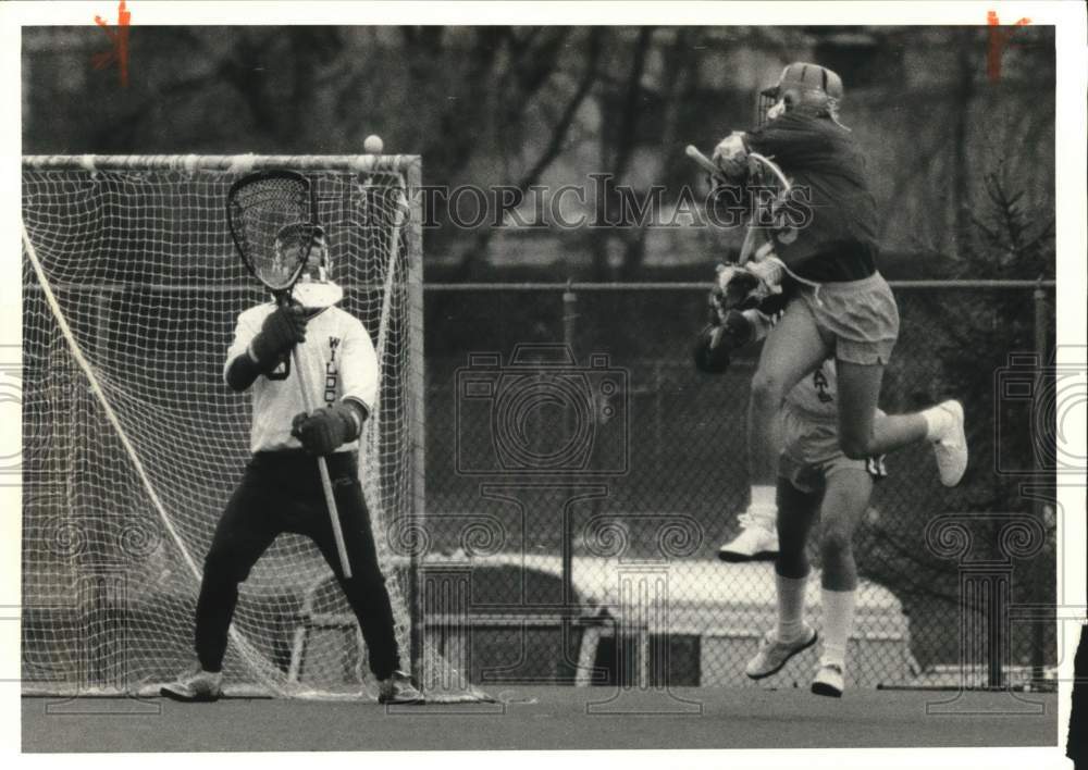 1984 Press Photo West Genesee Lacrosse Player at Ithaca Game - sya18128- Historic Images