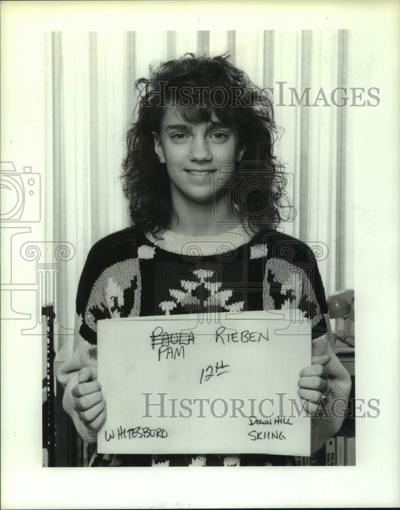 1989 Press Photo Pam Rieben, Whitesboro High School Downhill Skiier - sya19101- Historic Images