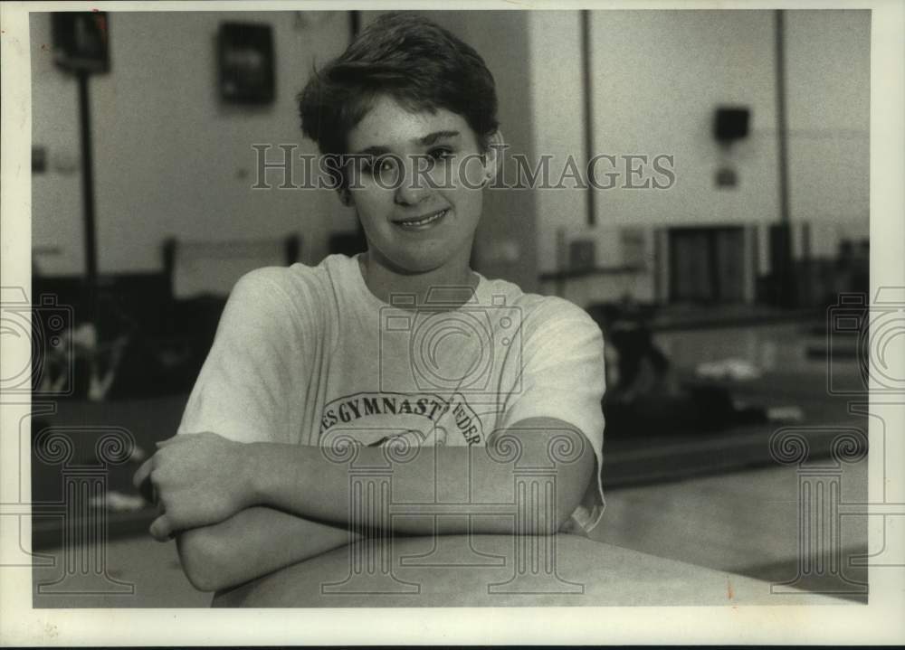 1989 Press Photo Myra Smithers, Ithaca College Gymnast from Jordan New York- Historic Images