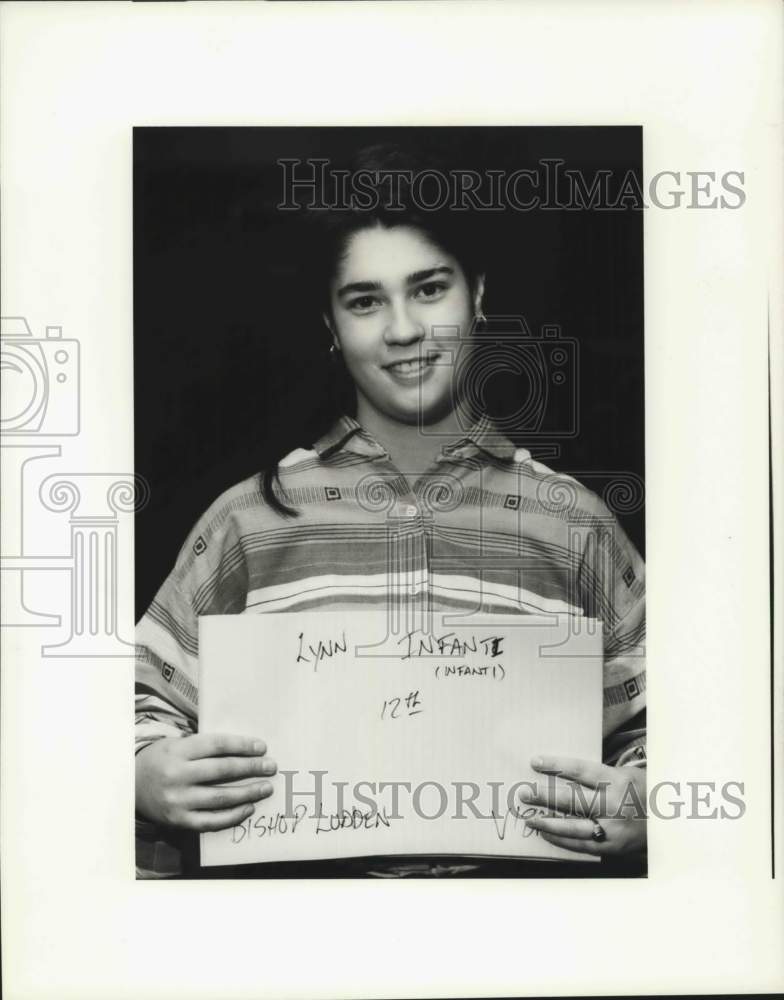 1989 Press Photo Lynn Infanti, Bishop Lodden High School Volleyball Player- Historic Images