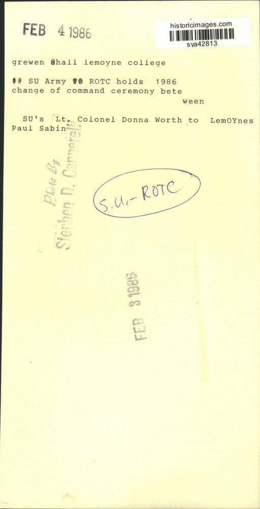 1986 Press Photo Syracuse University Army ROTC LeMoyne College Grewen Hall