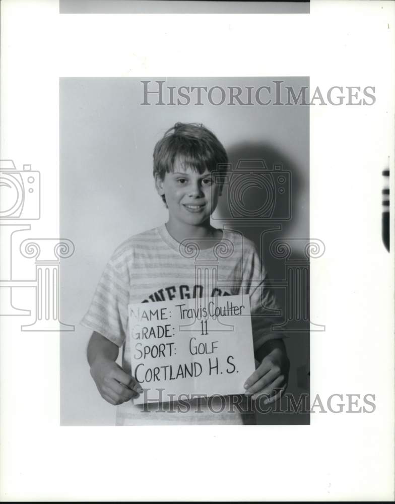 1990 Press Photo Travis Coulter, Cortland High School Golf Player - sya63909- Historic Images