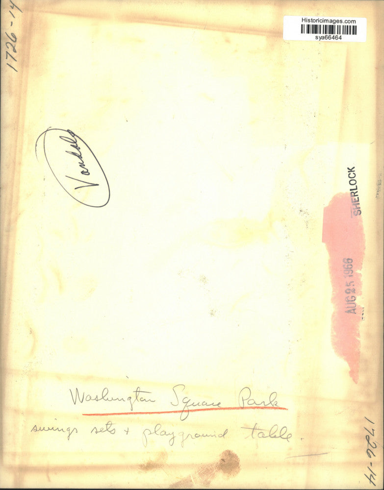 1966 Press Photo Washington Square Park Swing Sets & Playground Table Vandalized