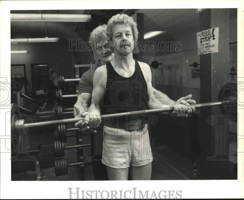 1990 Press Photo Bob Rust and Bob Lahm at Syracuse Sports Fitness Center- Historic Images
