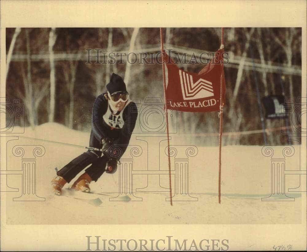 Press Photo Person Skiing at Lake Placid, New York - sya68436- Historic Images