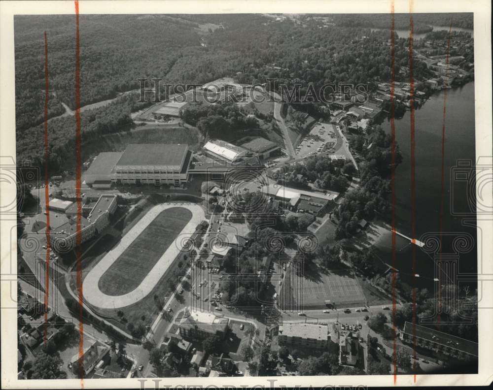 1979 Press Photo Lake Placid-Aerial view of the buildings for the Olympics- Historic Images