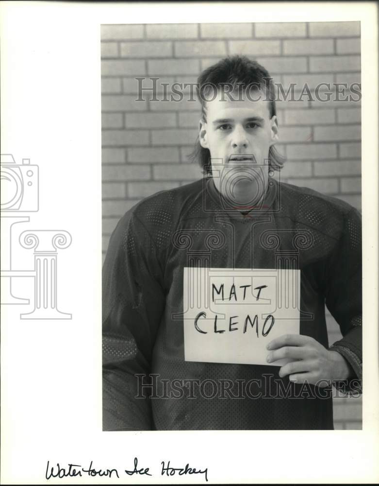 1989 Press Photo Matt Clemo, Watertown Ice Hockey player - sya68655- Historic Images