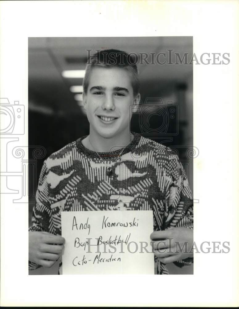 1989 Press Photo New York-Andy Komrowski, basketball player for Cato-Meridian- Historic Images