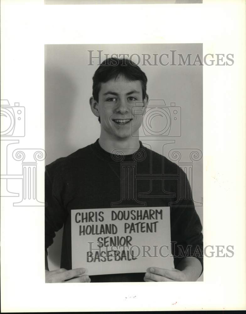 1990 Press Photo Chris Dousharm, Holland Patent High School Baseball Player- Historic Images