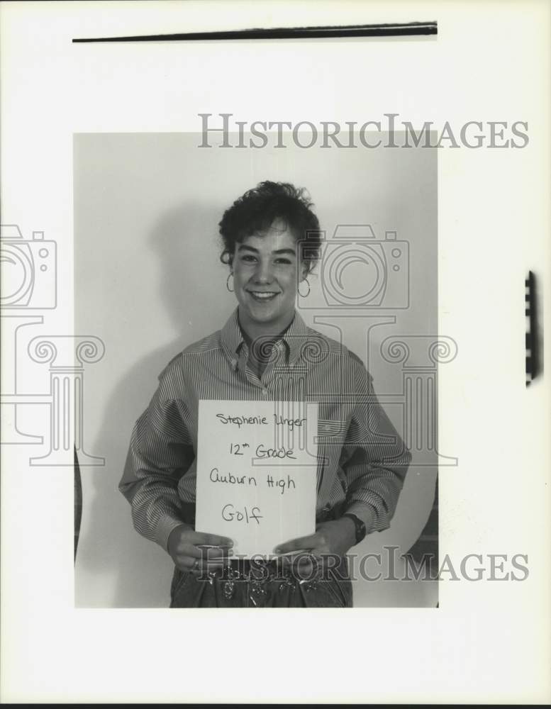 1990 Press Photo Stephenie Unger, 12th Grade, Auburn High School Golf, New York- Historic Images