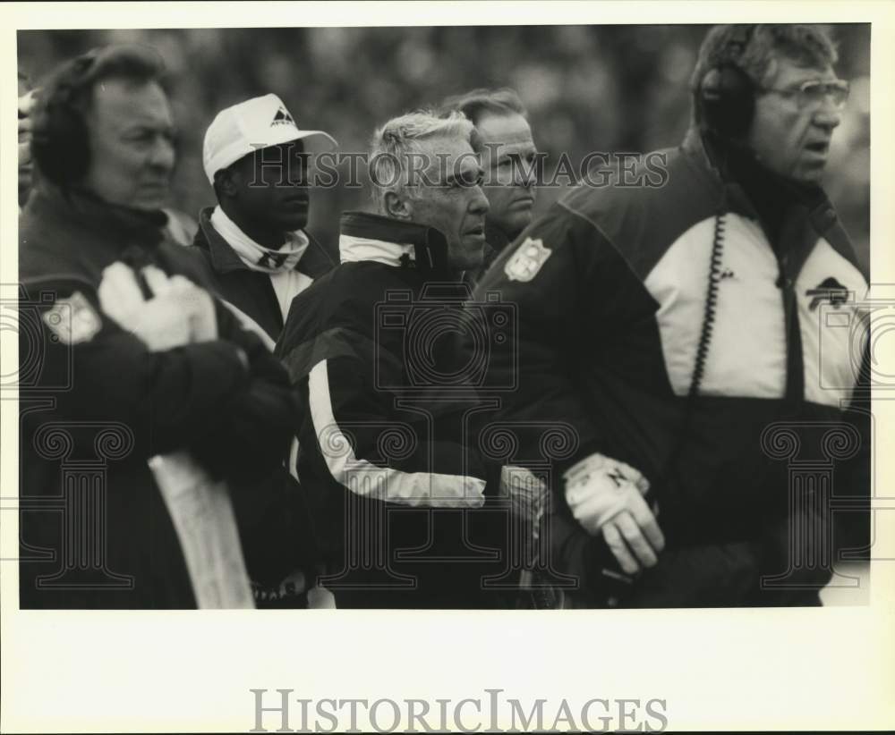 Press Photo Coach Marv Levy &amp; Assistant Coaches, Bill&#39;s vs Denver Football Game- Historic Images