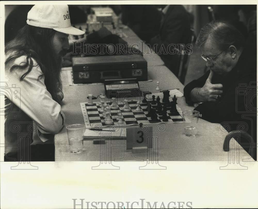 1986 Press Photo Curtis Klees, Norman Hill at New York State Chess Championship- Historic Images