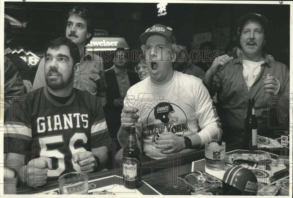 1987 Press Photo New York Giants Football Fans Watch Superbowl - sya84407- Historic Images