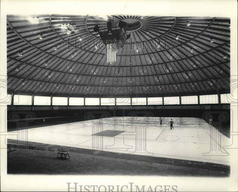 1977 Press Photo Basketball Court Construction at Manley Field House - sya85033- Historic Images