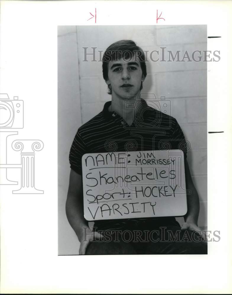 1989 Press Photo Jim Morrissey, Varsity Hockey Player in Skaneateles - sya95864- Historic Images