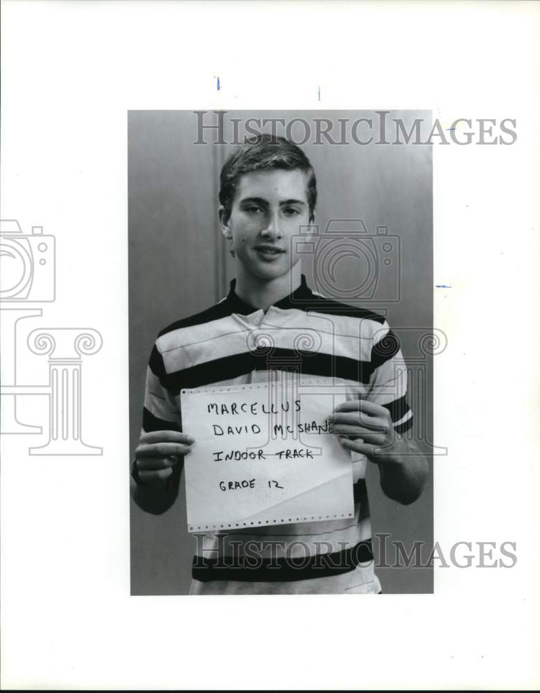 1990 Press Photo David McShane, Marcellus High School Indoor Track Runner- Historic Images