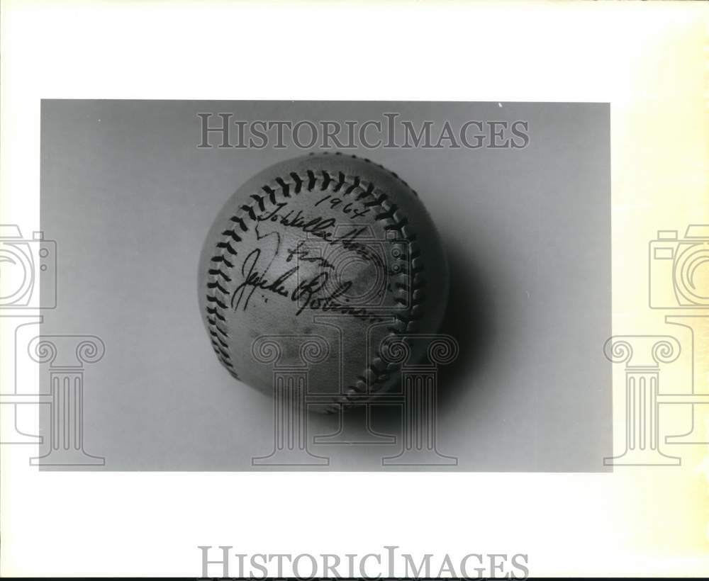 Press Photo Autographed Jackie Robinson Baseball of Wallie Howard, Jr.- Historic Images