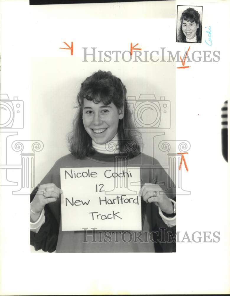 1990 Press Photo Nicole Cochi, New Hartford High School Track Athlete- Historic Images