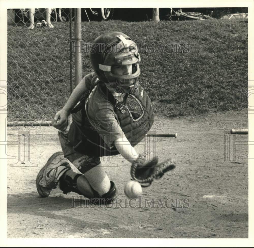 1989 Press Photo Kevin O&#39;Brian, Baseball Pee Wee League, Beaudry Park, Cortland- Historic Images