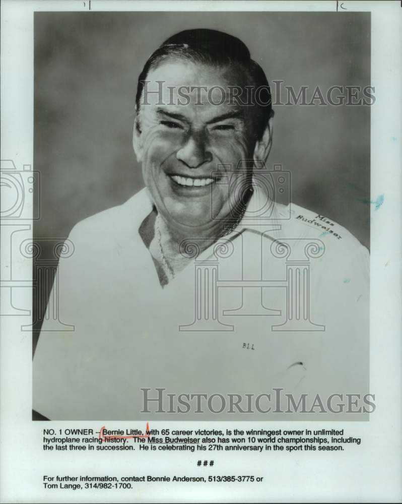 1989 Press Photo Bernie Little, winningest owner in unlimited hydroplane racing- Historic Images