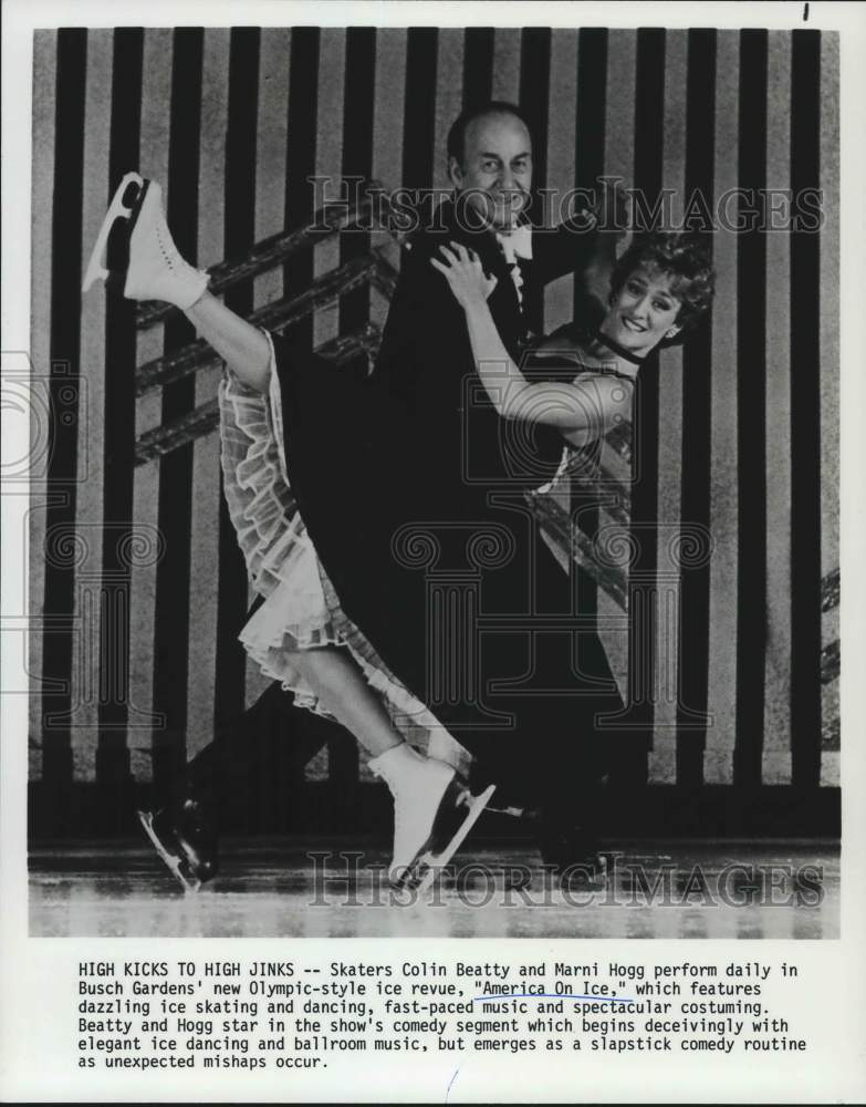 1985 Press Photo Skaters Colin Beatty, Marni Hogg Perform in "America On Ice"- Historic Images
