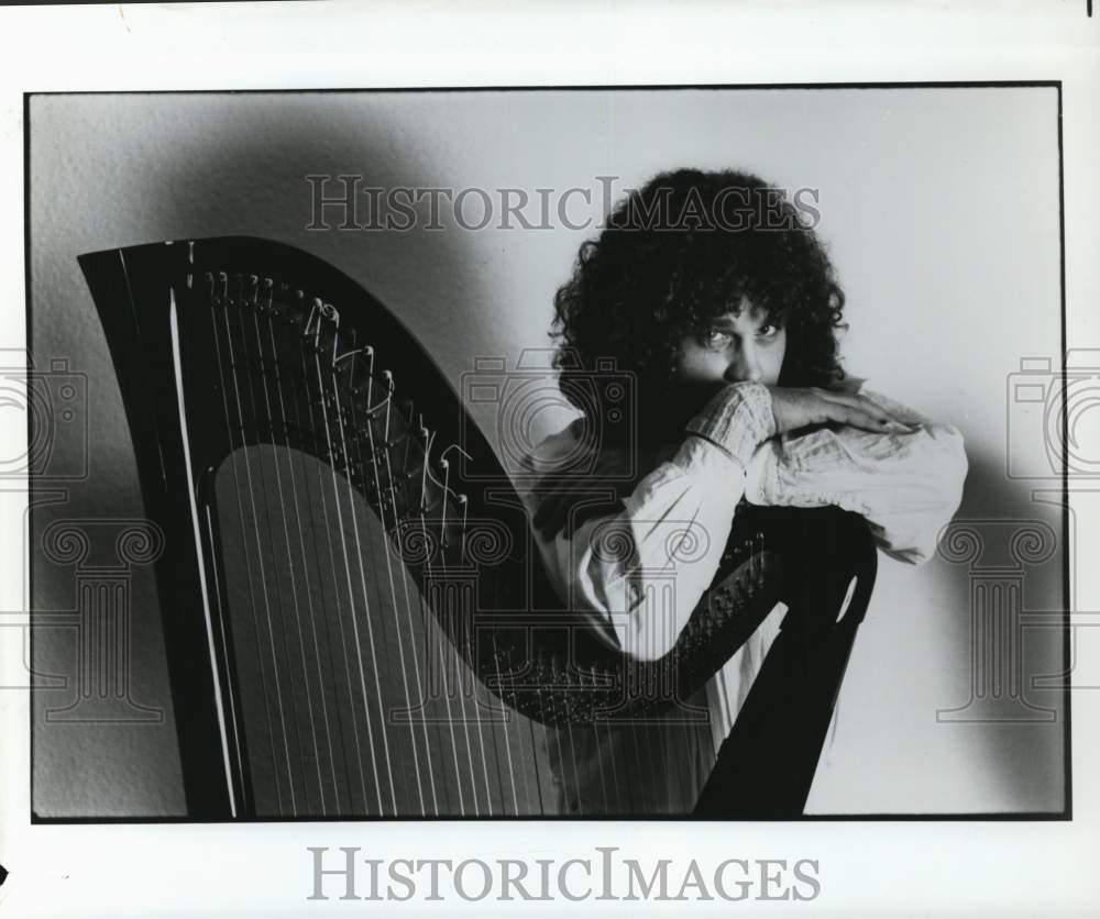 1985 Press Photo Harpist Andreas Vollenweider- &quot;New Age Down To The Moon&quot;- Historic Images