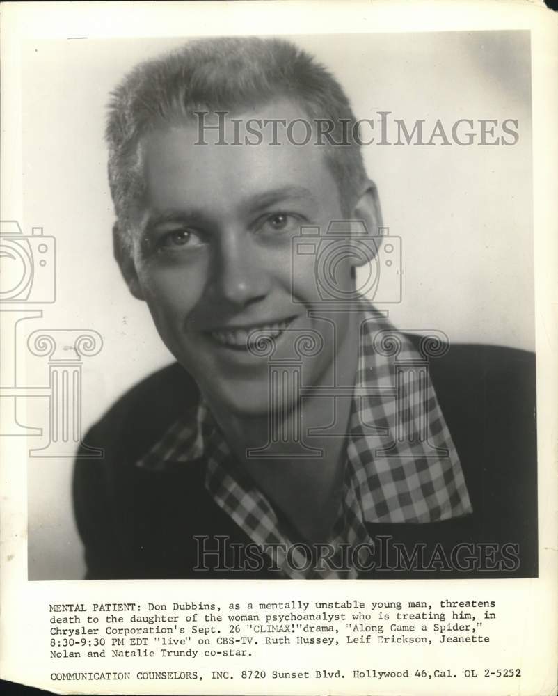 Press Photo Don Dubbins in "Along Came a Spider" - syp17992- Historic Images