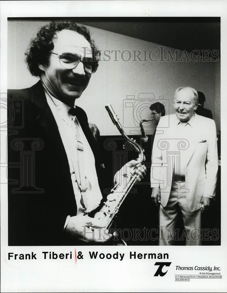 1989 Press Photo Musicians Frank Tiberi and Woody Herman - syp19437- Historic Images