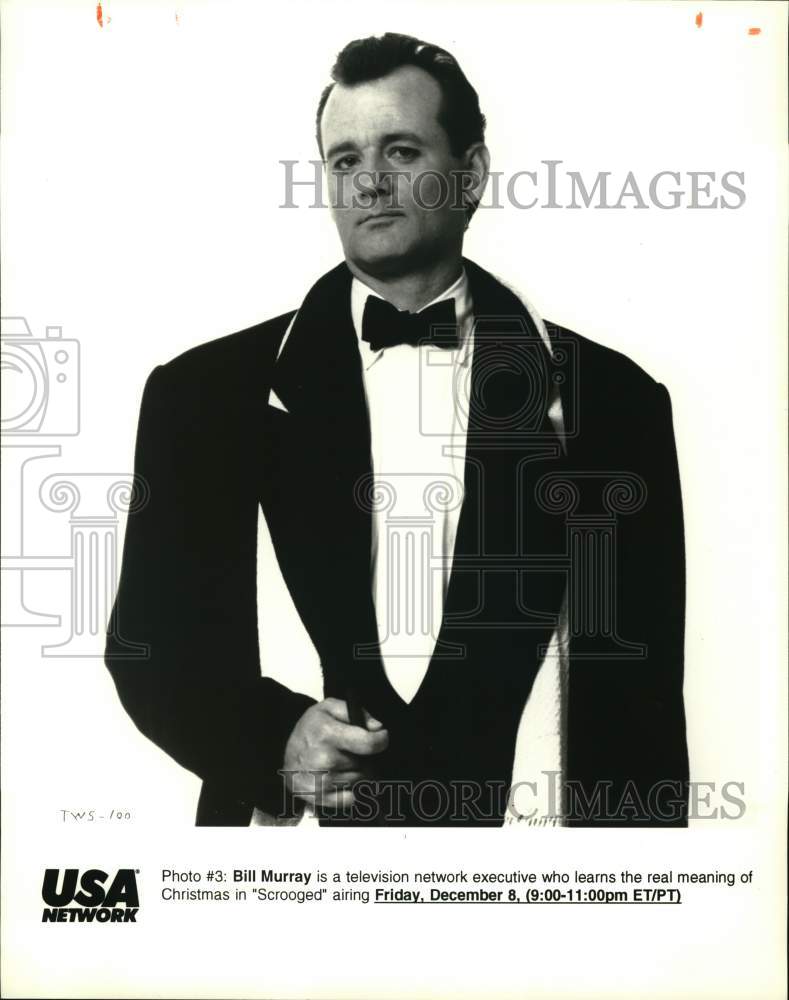 1995 Press Photo Actor Bill Murray in "Scrooged" on USA Network - syp23584- Historic Images
