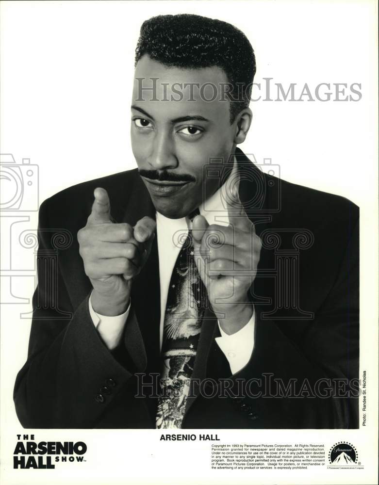 1993 Press Photo Entertainer Arsenio Hall, Host of &quot;The Arsenio Hall Show&quot;- Historic Images