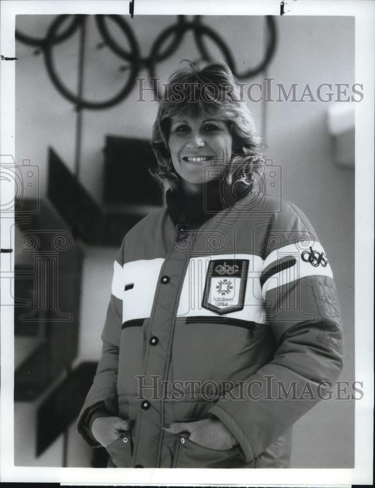1984 Press Photo Donna deVarona at Sarajevo, Yugoslavia Winter Olympics- Historic Images