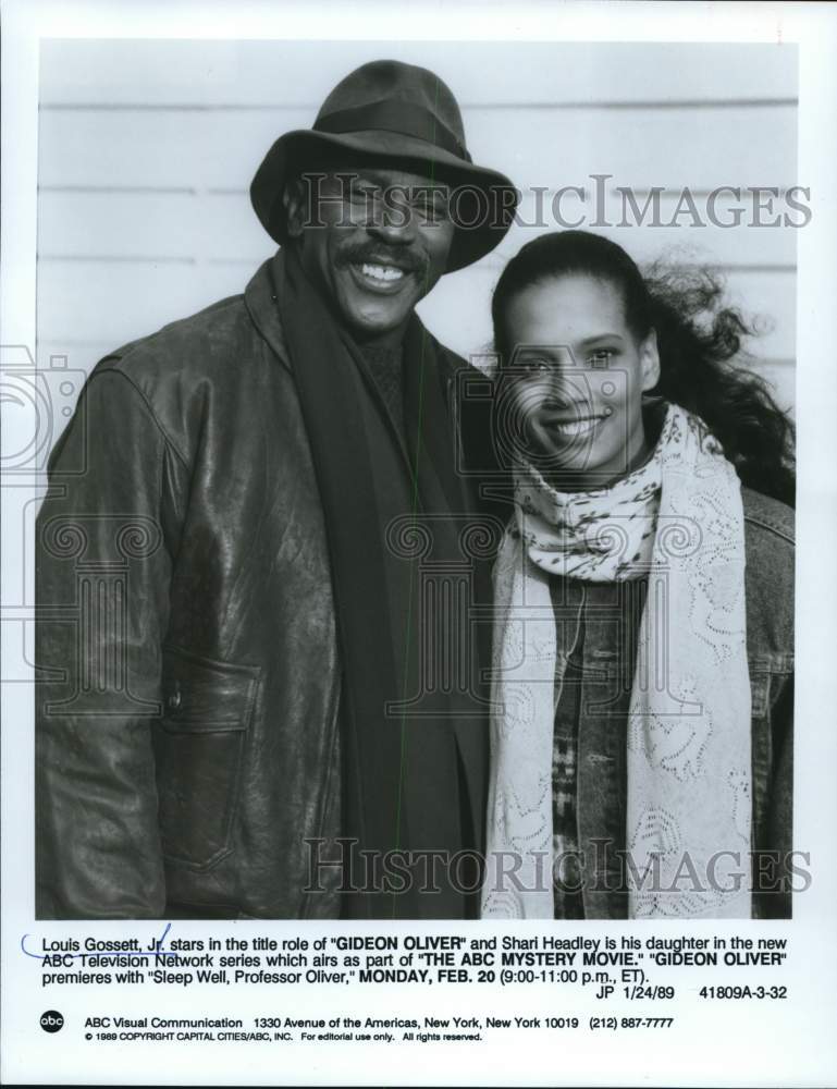 1989 Press Photo Actor Louis Gossett, Jr., Shari Headley in &quot;Gideon Oliver&quot;- Historic Images