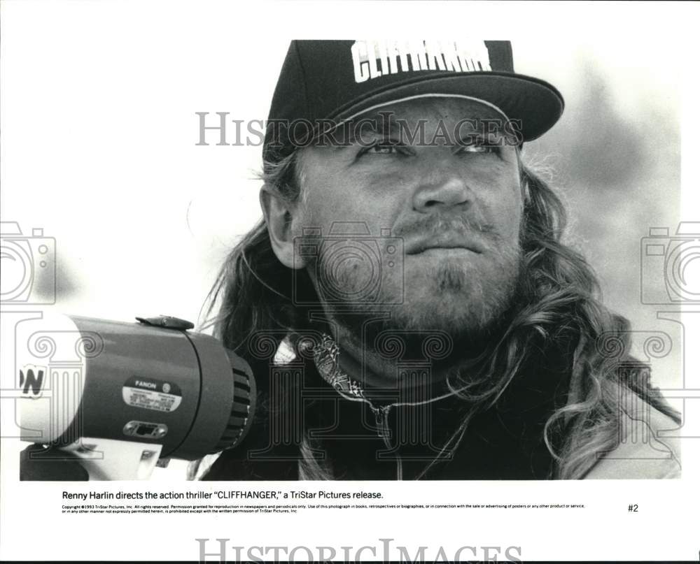 1993 Press Photo Renny Harlin directs "Cliffhanger" Movie in Closeup - syp33327- Historic Images