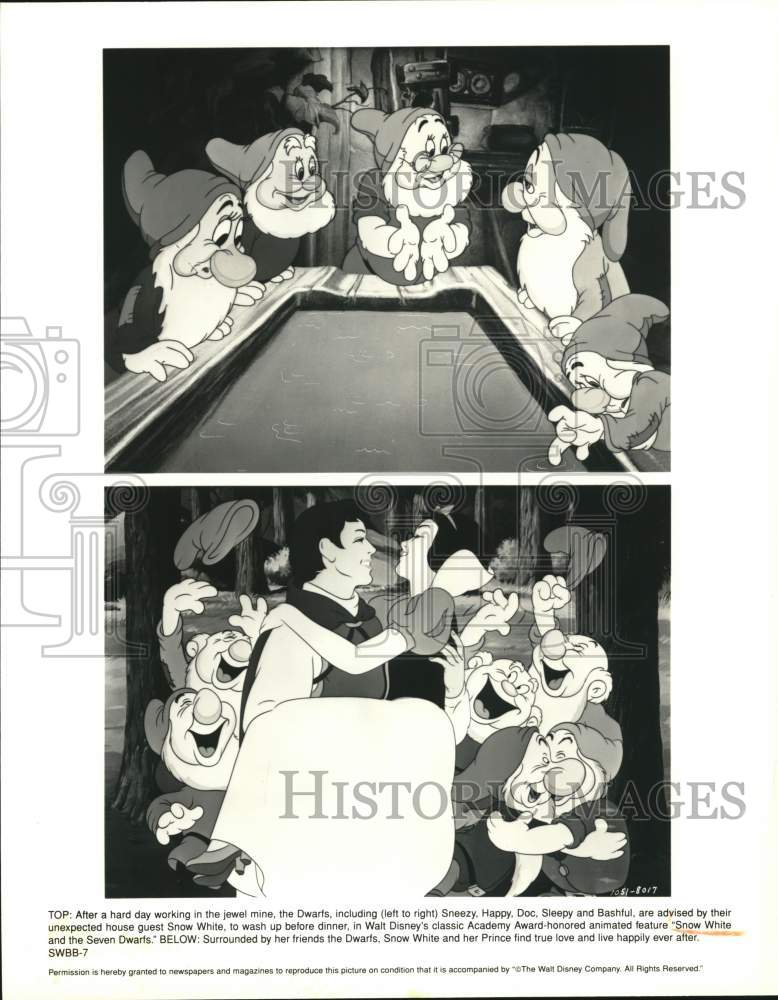 Press Photo Walt Disney's "Snow White And The Seven Dwarfs" Cartoon Composite- Historic Images