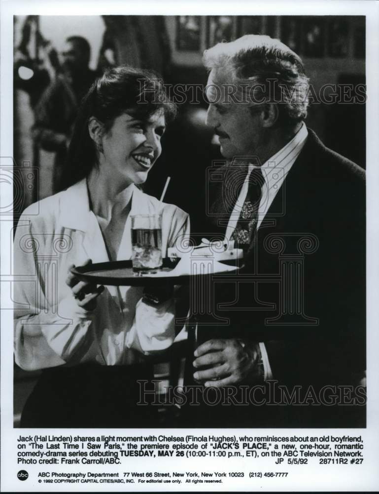 1992 Press Photo Actors Finola Hughes, Hal Linden in "Jack's Place" on ABC-TV- Historic Images