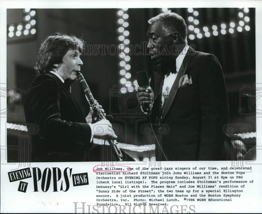 1986 Press Photo Joe Williams and Richard Stoltzman in &quot;Evening at Pops&quot; Event- Historic Images