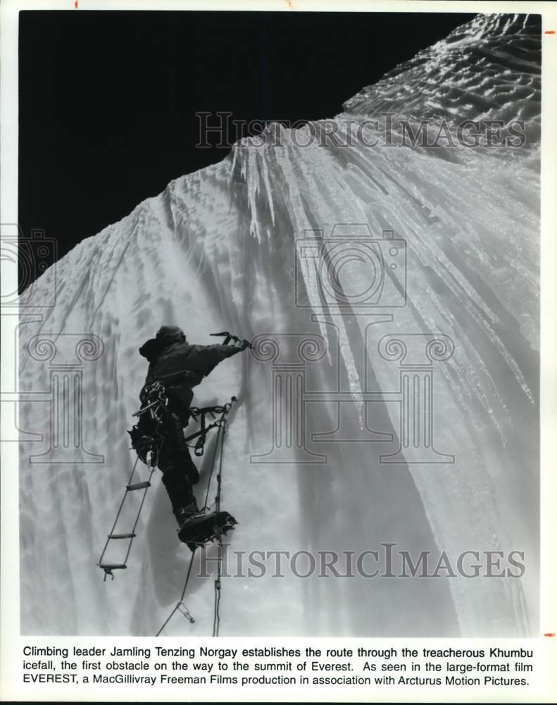 1998 Press Photo Climber Jamling Tenzing Norgay Climbing Frozen Mount Everest- Historic Images