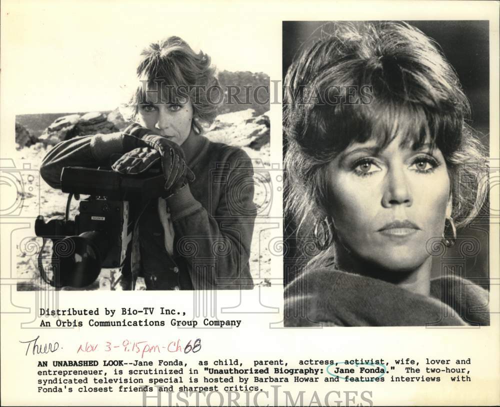 Press Photo Actress Jane Fonda on Television&#39;s &quot;Unauthorized Biography&quot;- Historic Images