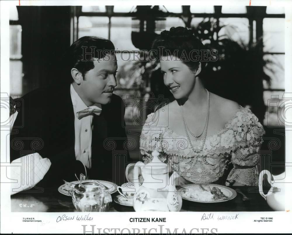 1990 Press Photo Actors Orson Welles &amp; Ruth Warrick in Film &quot;Citizen Kane&quot;- Historic Images