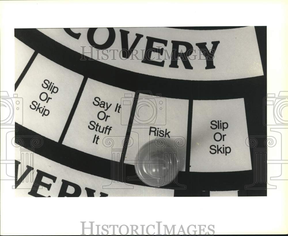 1990 Press Photo &quot;The Road To Recovery&quot; Board Game Piece and Board- Historic Images