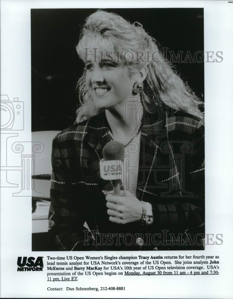 Press Photo Two-time US Open Women&#39;s champion Tracy Austin as tennis analyst- Historic Images