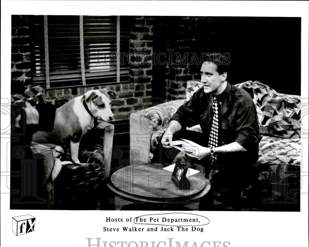 Press Photo Hosts of "The Pet Department," Steve Walker and Jack the Dog- Historic Images