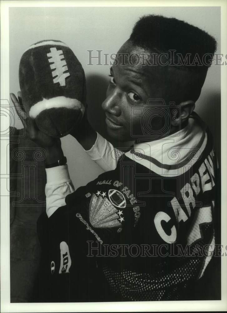 1990 Press Photo Syracuse U football wide receiver Rob Carpenter in bowl jersey- Historic Images