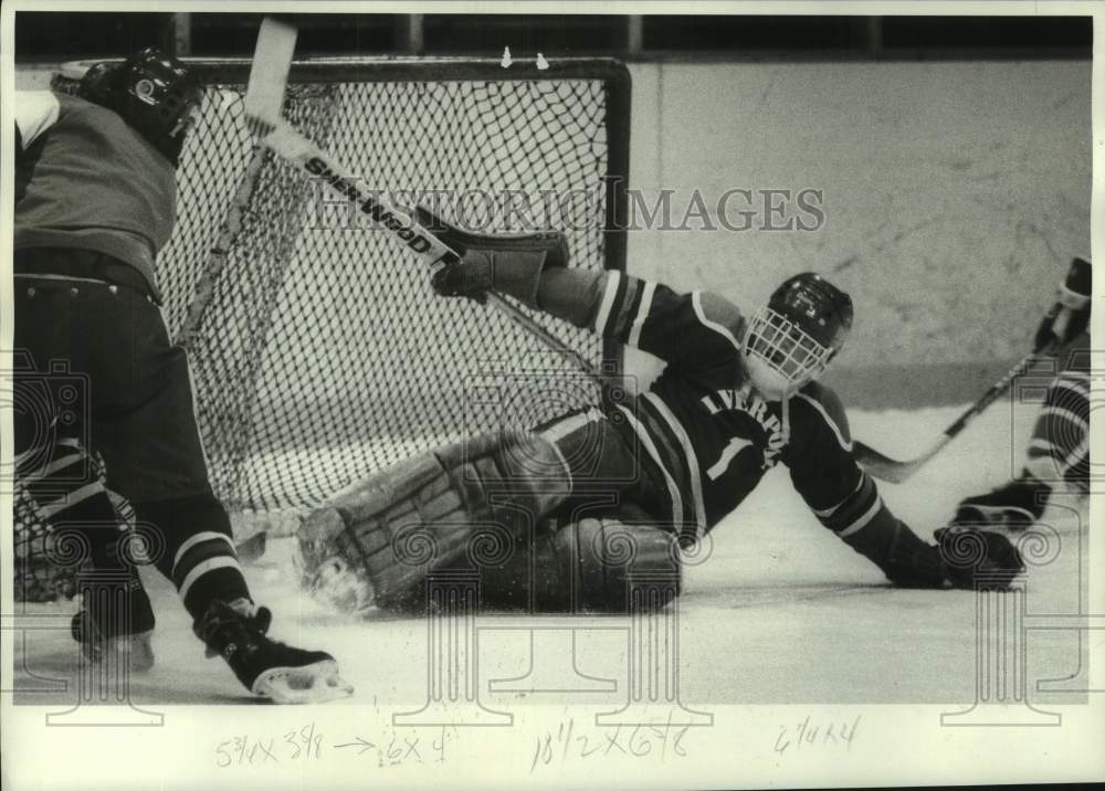 1985 Press Photo Chris Houater, Liverpool High School goalie, New York- Historic Images