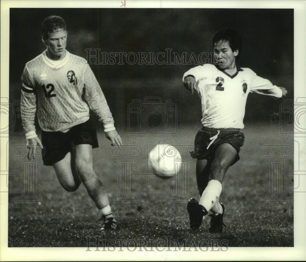 1989 Press Photo Liverpool vs Cicero-North Syracuse boys soccer, New York- Historic Images