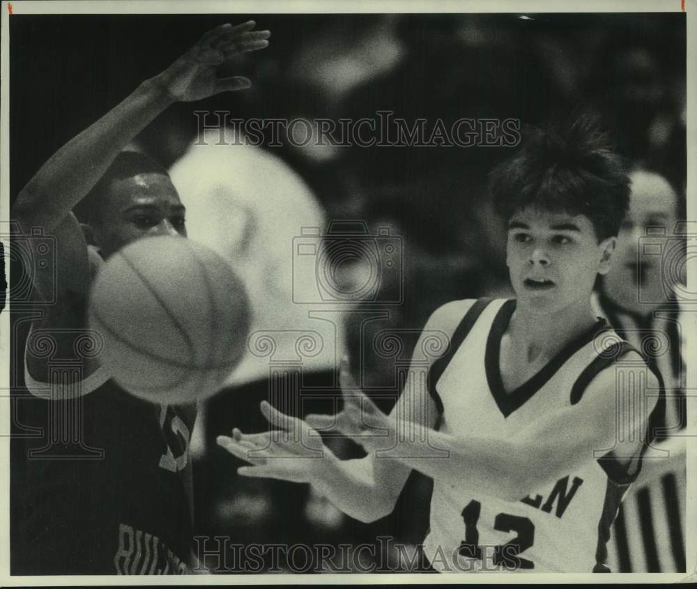 1986 Press Photo Ludden &amp; Nottingham High Schools Play Basketball - sys05601- Historic Images