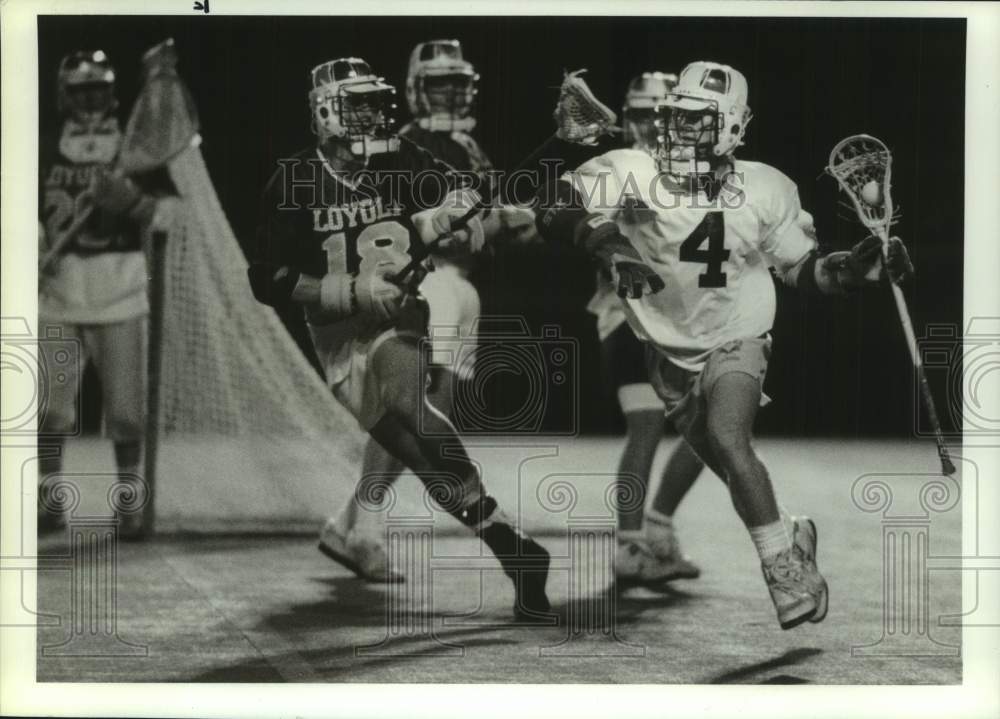 1990 Press Photo Syracuse University & Loyola Play Lacrosse at Coyne Field- Historic Images